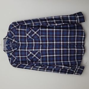 American Rag Blue, Red & White Plaid Cotton Shirt Mens L